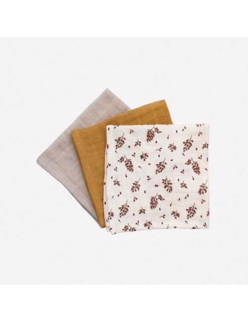 Cotton muslin wipes 3-pack | meadow print