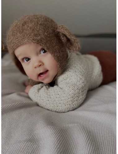 Baby bonnet silk and alpaca | dark beige