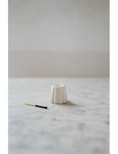 Porcelain canele candle holder| matte white finish