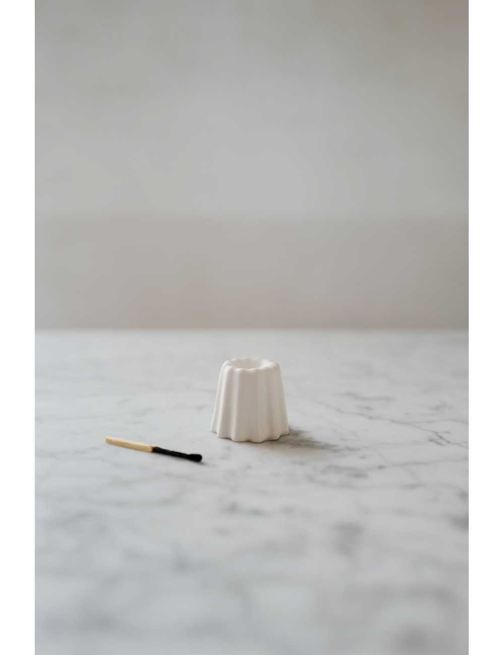 Porcelain canele candle holder| matte white finishtest