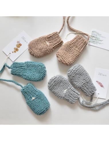 Mitaines pour bébé en laine d'alpaga | brun clair