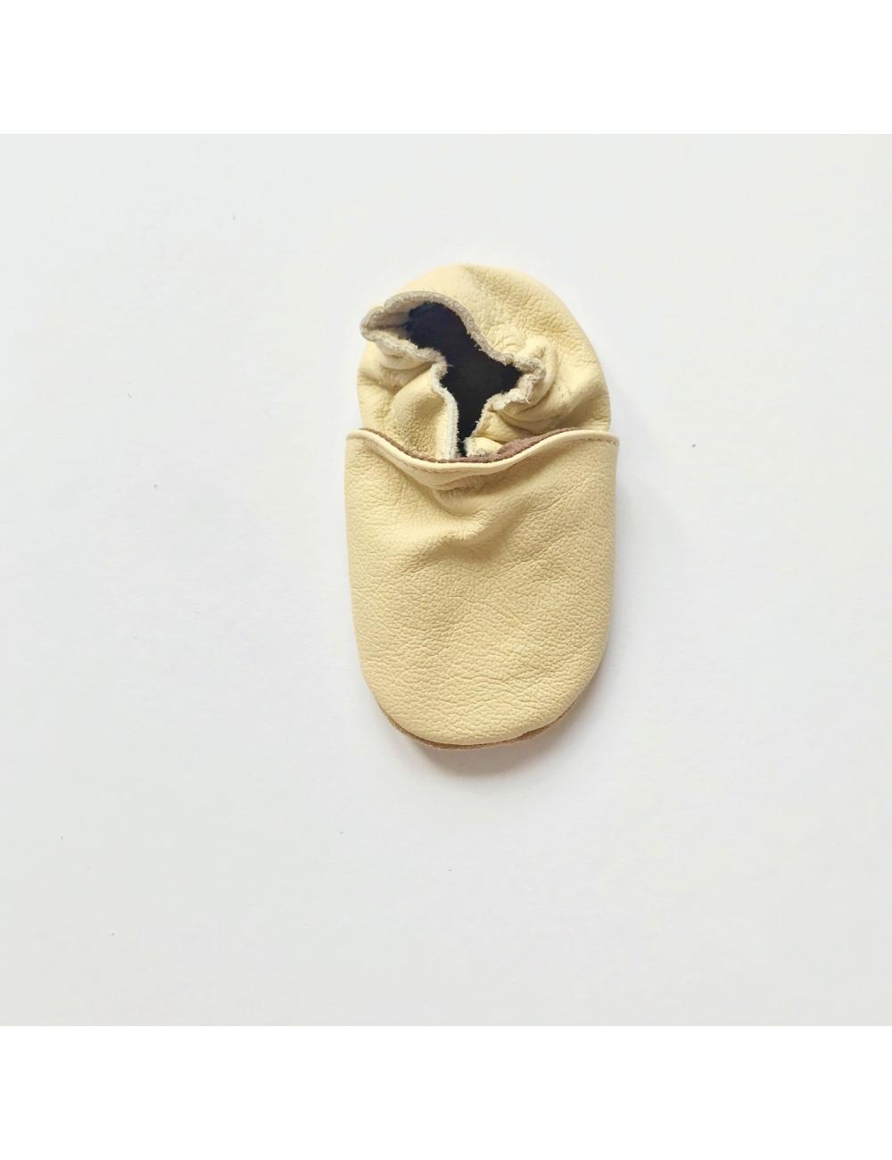baby slippers, leather, plain sand 2