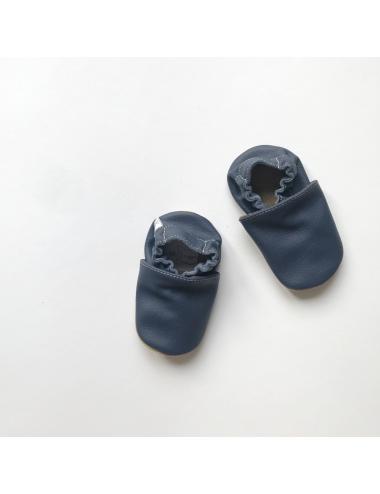 Leather baby slippers | navy blue